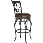 Sgabello da bar girevole Trevi Bronze marrone, altezza 67,3 cm, con cuscino tradizionale in similpelle e schienale, poggiapiedi per bancone da cucina