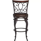 Sgabello da bar girevole Trevi Bronze marrone, altezza 67,3 cm, con cuscino tradizionale in similpelle e schienale, poggiapiedi per bancone da cucina