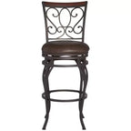 Sgabello da bar girevole Trevi Bronze marrone, altezza 67,3 cm, con cuscino tradizionale in similpelle e schienale, poggiapiedi per bancone da cucina