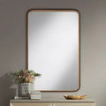 Specchio decorativo da parete rettangolare Andi, moderno, con cornice in ferro dorato o nero e vetro smussato, 60 cm di larghezza, per bagno, camera da letto, casa, ingresso