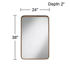Specchio decorativo da parete rettangolare Andi, moderno, con cornice in ferro dorato o nero e vetro smussato, 60 cm di larghezza, per bagno, camera da letto, casa, ingresso
