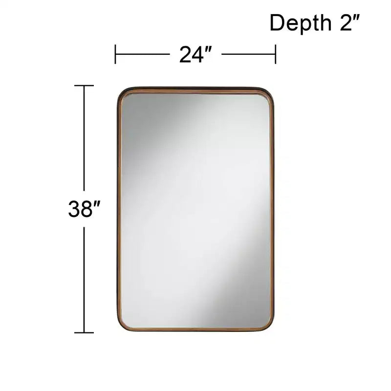 Specchio decorativo da parete rettangolare Andi, moderno, con cornice in ferro dorato o nero e vetro smussato, 60 cm di larghezza, per bagno, camera da letto, casa, ingresso