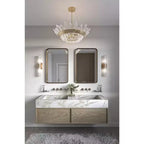 Specchio decorativo da parete rettangolare Andi, moderno, con cornice in ferro dorato o nero e vetro smussato, 60 cm di larghezza, per bagno, camera da letto, casa, ingresso