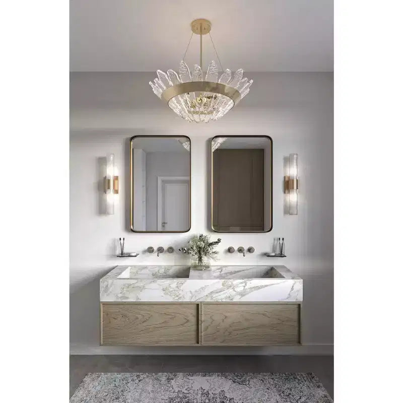 Specchio decorativo da parete rettangolare Andi, moderno, con cornice in ferro dorato o nero e vetro smussato, 60 cm di larghezza, per bagno, camera da letto, casa, ingresso
