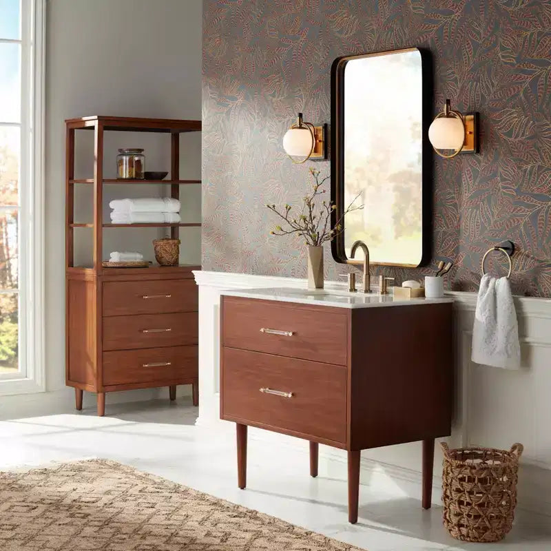 Specchio decorativo da parete rettangolare Andi, moderno, con cornice in ferro dorato o nero e vetro smussato, 60 cm di larghezza, per bagno, camera da letto, casa, ingresso