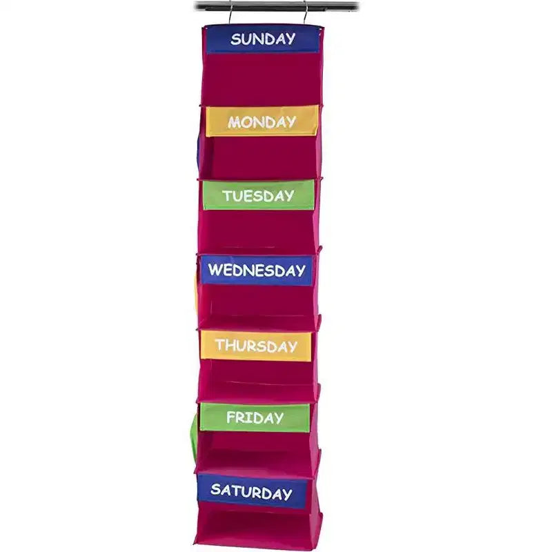 Organizer Armadio per Bambini - Appendiabiti da Giorno per Bambini - Organizzatore Portatile per Vestiti con 7 Ripiani per Soluzioni d'Armadio