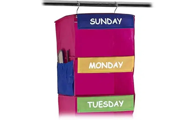 Organizer Armadio per Bambini - Appendiabiti da Giorno per Bambini - Organizzatore Portatile per Vestiti con 7 Ripiani per Soluzioni d'Armadio