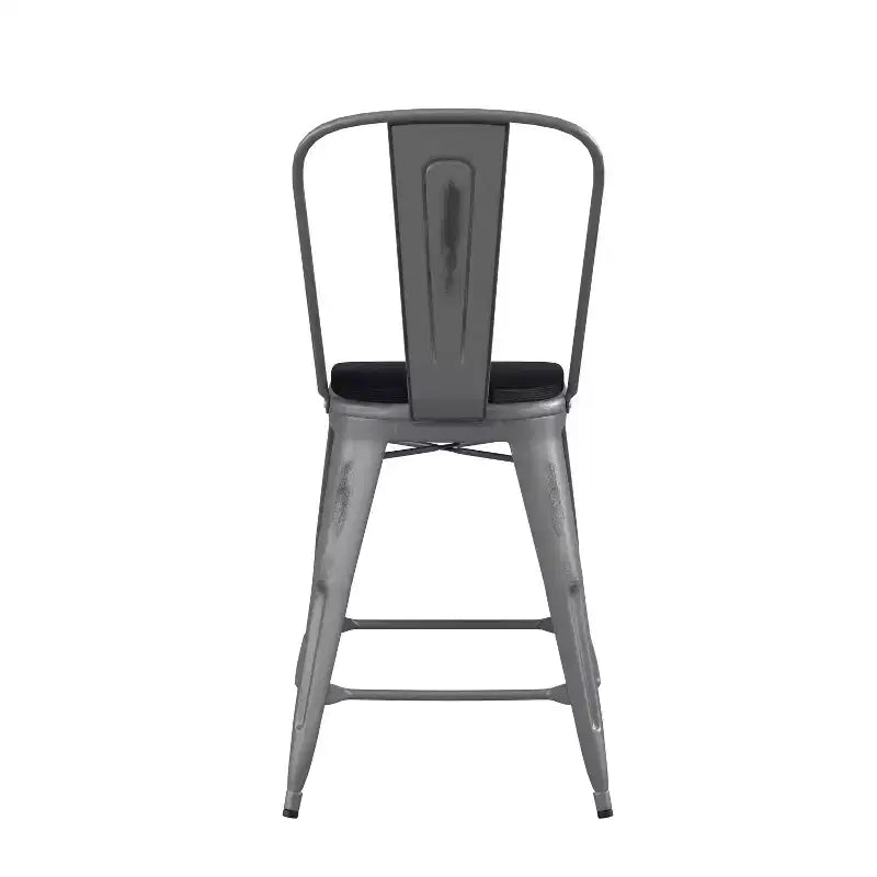 Sgabello da interno Lincoln da 24" ad altezza bancone con schienale e sedile in legno di poliresina