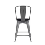 Sgabello da interno Lincoln da 24" ad altezza bancone con schienale e sedile in legno di poliresina