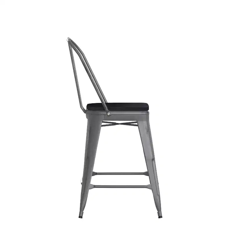 Sgabello da interno Lincoln da 24" ad altezza bancone con schienale e sedile in legno di poliresina