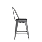 Sgabello da interno Lincoln da 24" ad altezza bancone con schienale e sedile in legno di poliresina