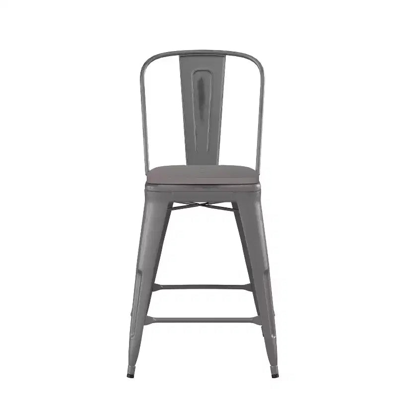 Sgabello da interno Lincoln da 24" ad altezza bancone con schienale e sedile in legno di poliresina