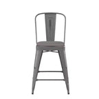 Sgabello da interno Lincoln da 24" ad altezza bancone con schienale e sedile in legno di poliresina