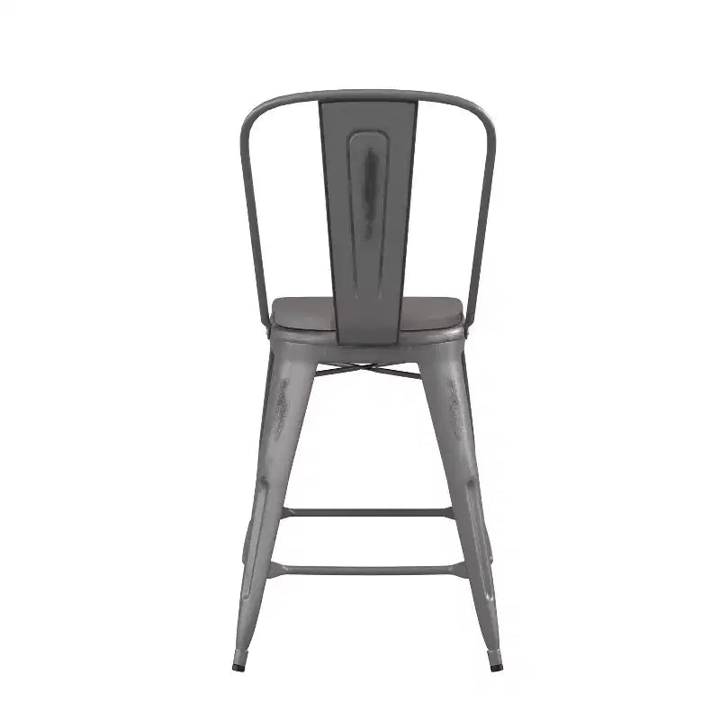 Sgabello da interno Lincoln da 24" ad altezza bancone con schienale e sedile in legno di poliresina