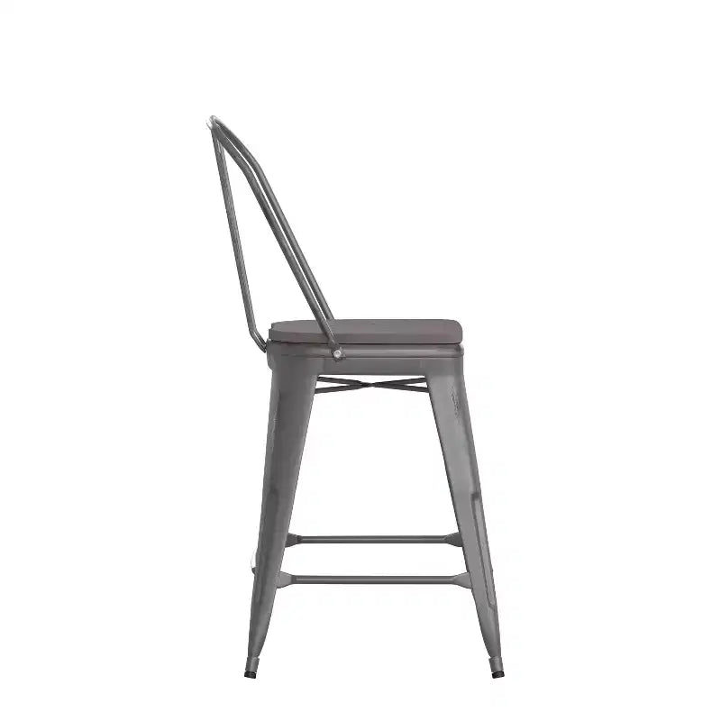 Sgabello da interno Lincoln da 24" ad altezza bancone con schienale e sedile in legno di poliresina