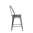 Sgabello da interno Lincoln da 24" ad altezza bancone con schienale e sedile in legno di poliresina