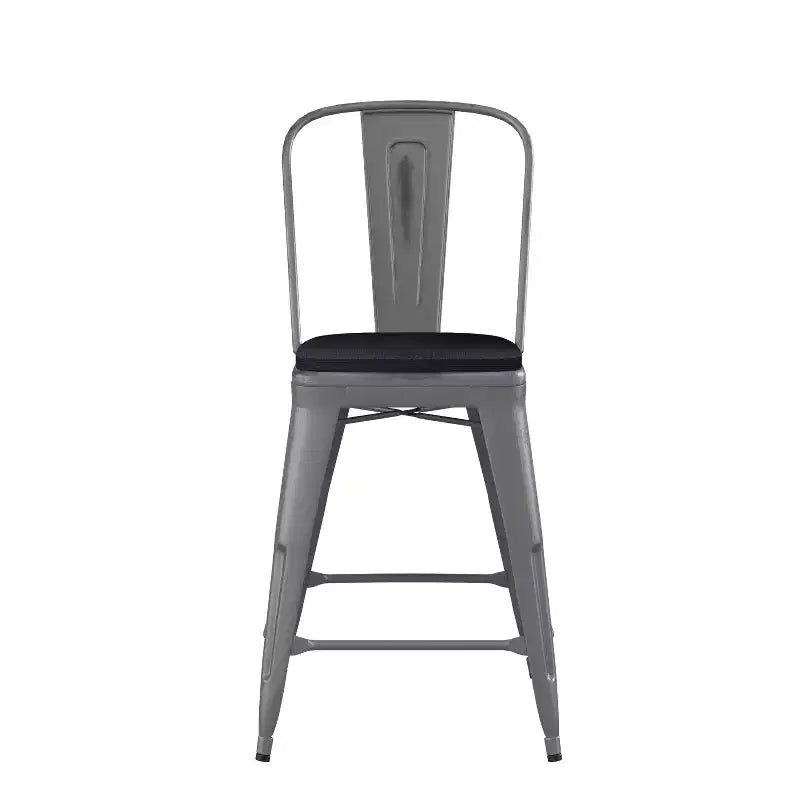Sgabello da interno Lincoln da 24" ad altezza bancone con schienale e sedile in legno di poliresina