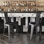 Sgabello da interno Lincoln da 24" ad altezza bancone con schienale e sedile in legno di poliresina