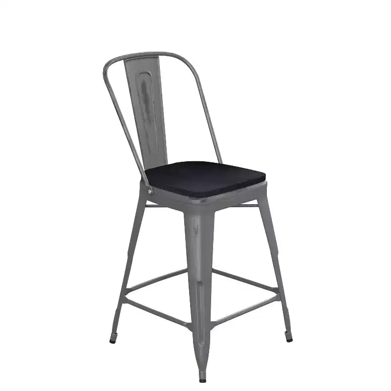 Sgabello da interno Lincoln da 24" ad altezza bancone con schienale e sedile in legno di poliresina