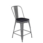Sgabello da interno Lincoln da 24" ad altezza bancone con schienale e sedile in legno di poliresina