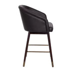 Sgabello da pranzo imbottito altezza bancone con struttura in legno - Set da 2