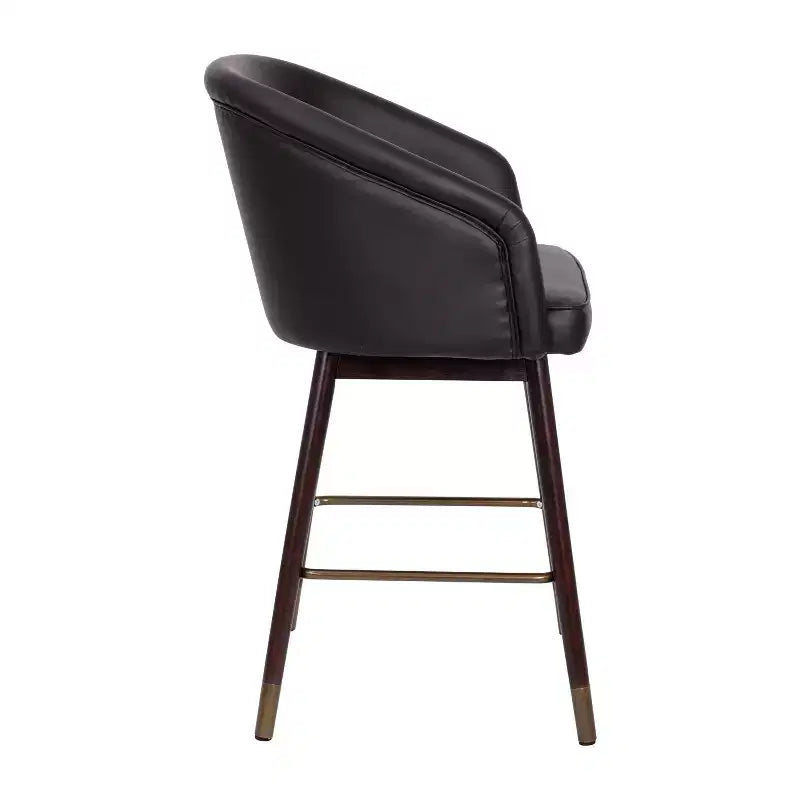 Sgabello da pranzo imbottito altezza bancone con struttura in legno - Set da 2