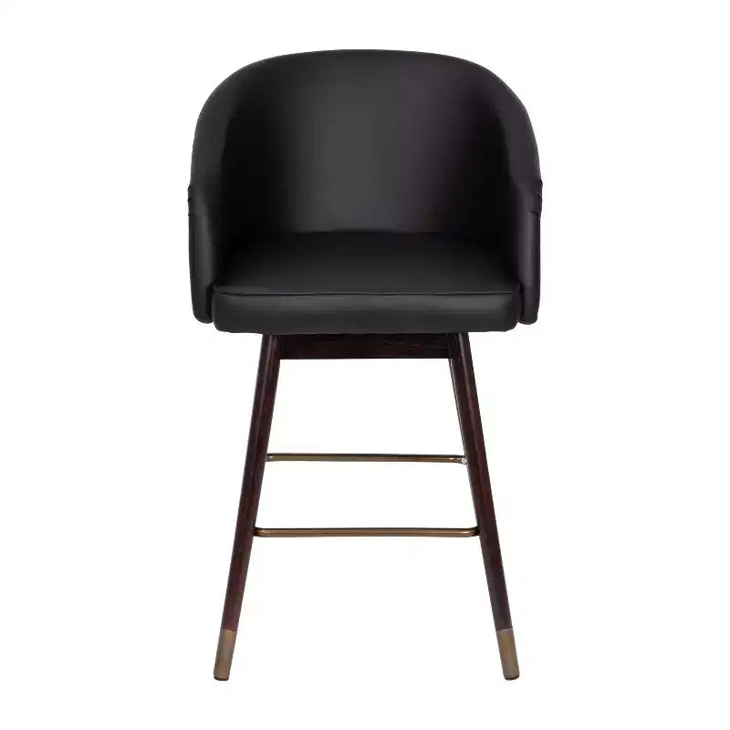 Sgabello da pranzo imbottito altezza bancone con struttura in legno - Set da 2