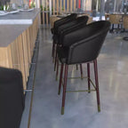 Sgabello da pranzo imbottito altezza bancone con struttura in legno - Set da 2