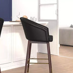Sgabello da pranzo imbottito altezza bancone con struttura in legno - Set da 2