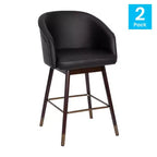 Sgabello da pranzo imbottito altezza bancone con struttura in legno - Set da 2