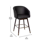Sgabello da pranzo imbottito altezza bancone con struttura in legno - Set da 2