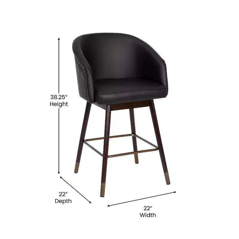 Sgabello da pranzo imbottito altezza bancone con struttura in legno - Set da 2