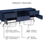 Mobile Porta TV Meadowgrove Modern con 3 Cassetti e Armadietto, per TV fino a 65"