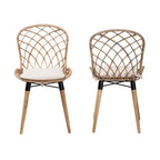 Set di sedie da pranzo Sabelle in rattan e metallo, stile bohémien moderno
