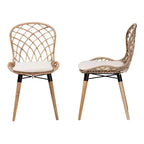 Set di sedie da pranzo Sabelle in rattan e metallo, stile bohémien moderno