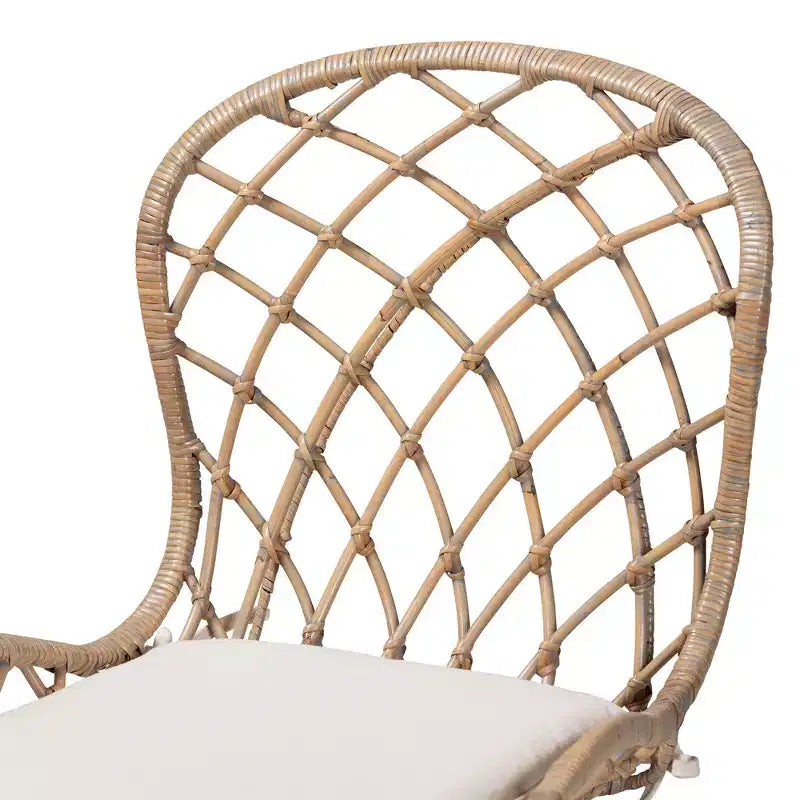 Set di sedie da pranzo Sabelle in rattan e metallo, stile bohémien moderno