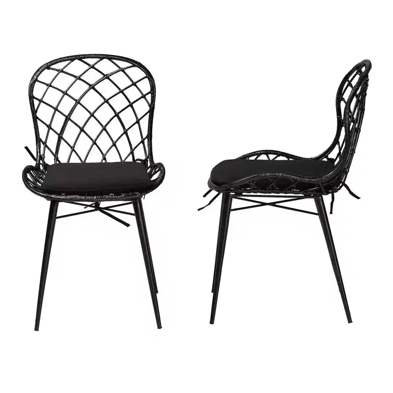 Set di sedie da pranzo Sabelle in rattan e metallo, stile bohémien moderno