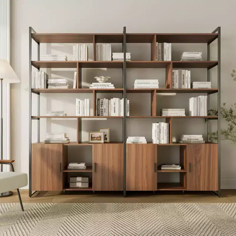 Libreria a colonna Napa in legno, mobile con vano inferiore, ripiani regolabili