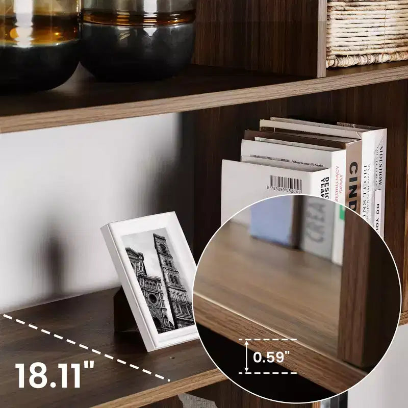 Libreria a colonna Napa in legno, mobile con vano inferiore, ripiani regolabili