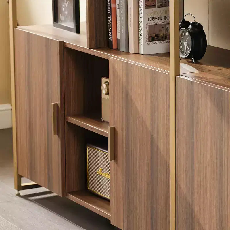 Libreria a colonna Napa in legno, mobile con vano inferiore, ripiani regolabili