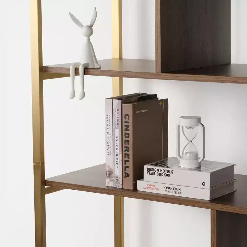 Libreria a colonna Napa in legno, mobile con vano inferiore, ripiani regolabili