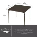 Tavolo da gioco/pranzo quadrato pieghevole in metallo da 34 x 34 pollici