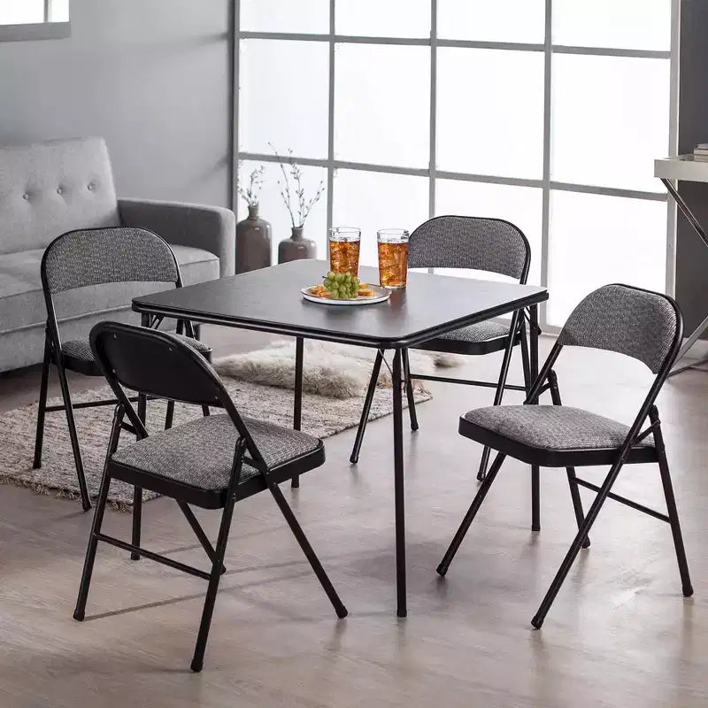 Tavolo da gioco/pranzo quadrato pieghevole in metallo da 34 x 34 pollici