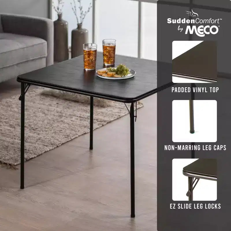 Tavolo da gioco/pranzo quadrato pieghevole in metallo da 34 x 34 pollici