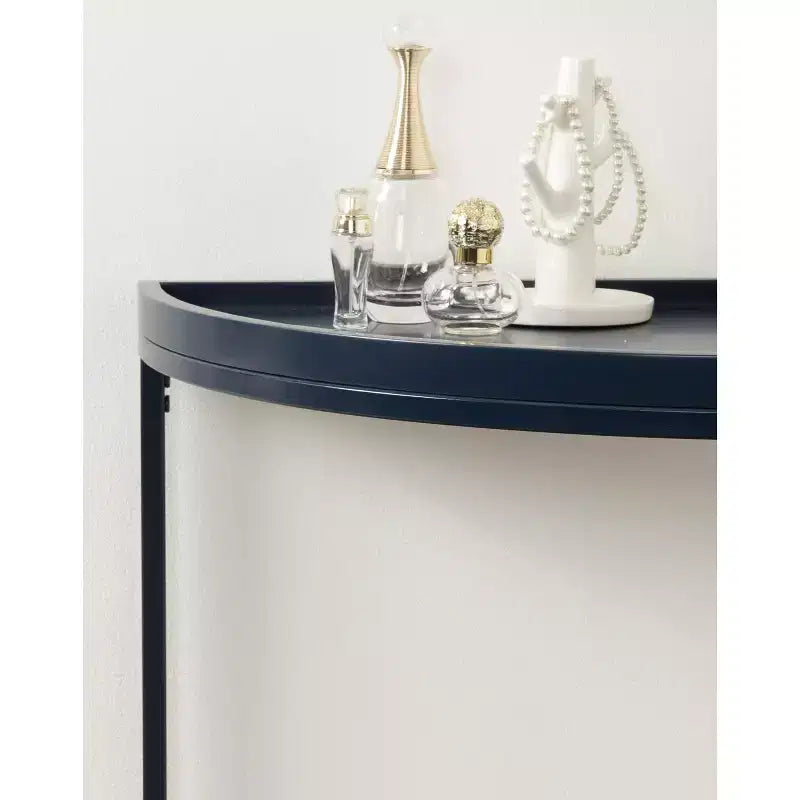 Tavolo consolle Dorrah a semicerchio, 28x14x30, blu navy