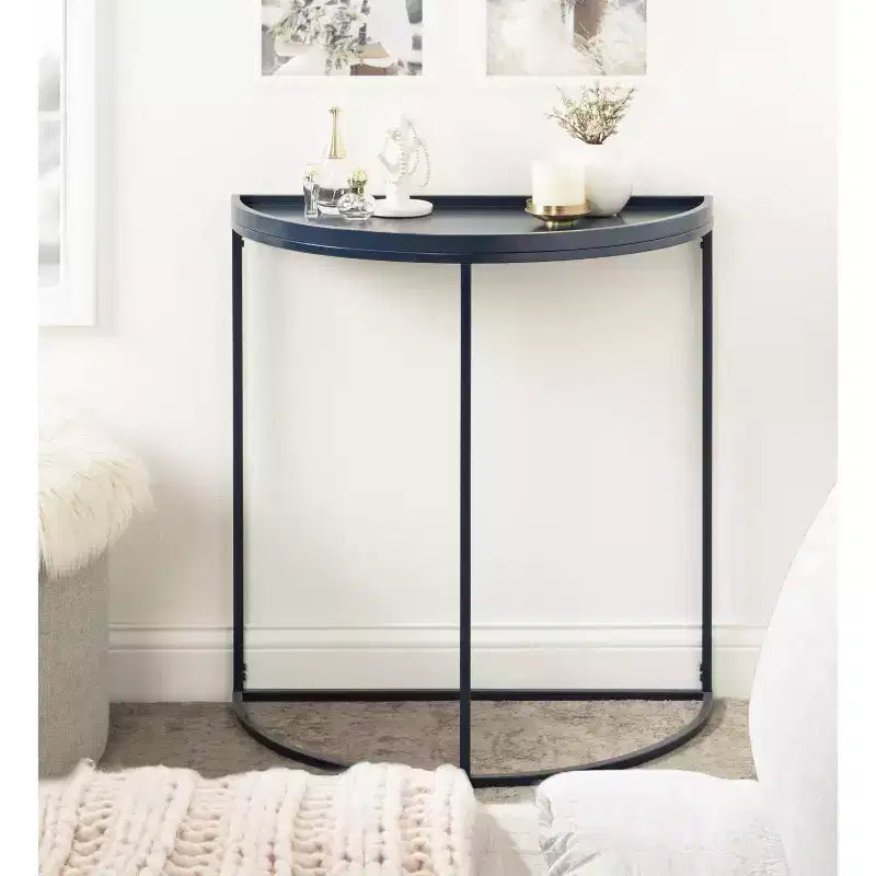 Tavolo consolle Dorrah a semicerchio, 28x14x30, blu navy