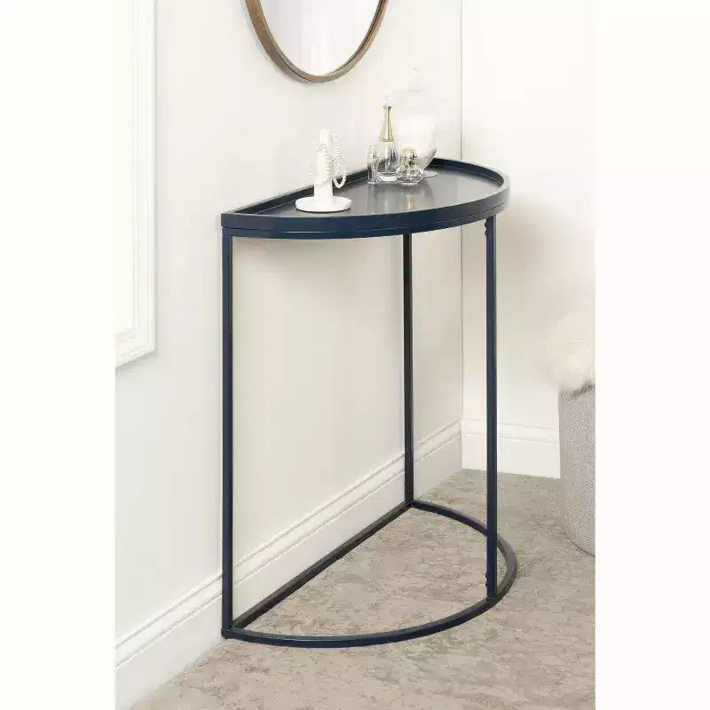 Tavolo consolle Dorrah a semicerchio, 28x14x30, blu navy