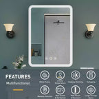Mobiletto a specchio da bagno illuminato a LED, da incasso o da parete, anti-appannamento, dimmerabile, 3 modalità di illuminazione, funzione memoria