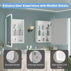 Mobiletto a specchio da bagno illuminato a LED, da incasso o da parete, anti-appannamento, dimmerabile, 3 modalità di illuminazione, funzione memoria