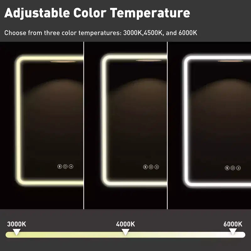 Mobiletto a specchio da bagno illuminato a LED, da incasso o da parete, anti-appannamento, dimmerabile, 3 modalità di illuminazione, funzione memoria